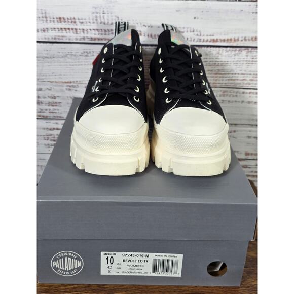Palladium Revolt LO TX Black White Womens Platform Shoes womens size 10 NIB - Picture 2 of 7